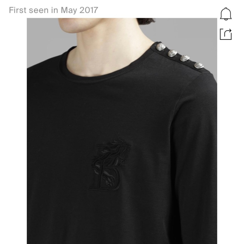 Balmain FW 2017 Black Lion Embroidery Tee